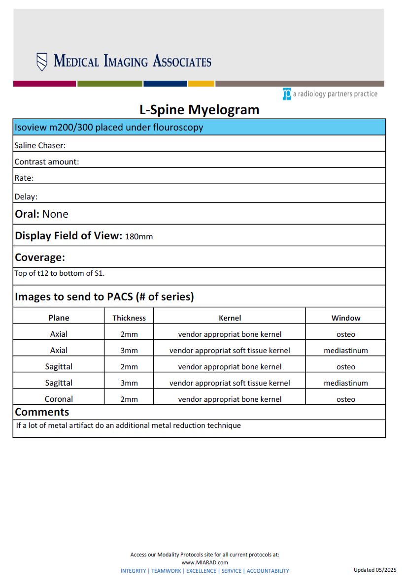 CT L-Spine Myelogram 05-2025